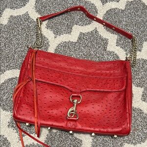 Rebecca Minkoff MAC Daddy bag, red ostrich leather EUC!